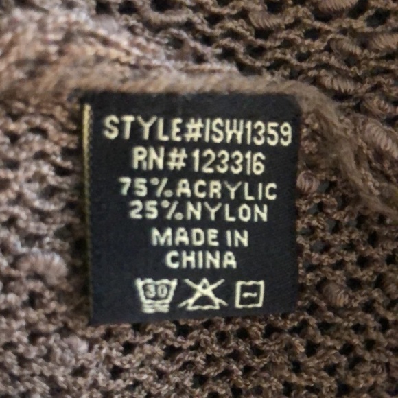 Iris Designed in LA  Taupe Open Weave Long Sleeve Lace Hem Tunic Sweater - Picture 10 of 11